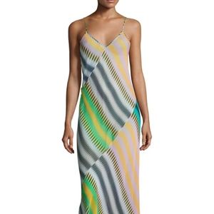 Diane Von Furstenberg Chiffon Slip Dress, Anson Stripe Jade Multicolor